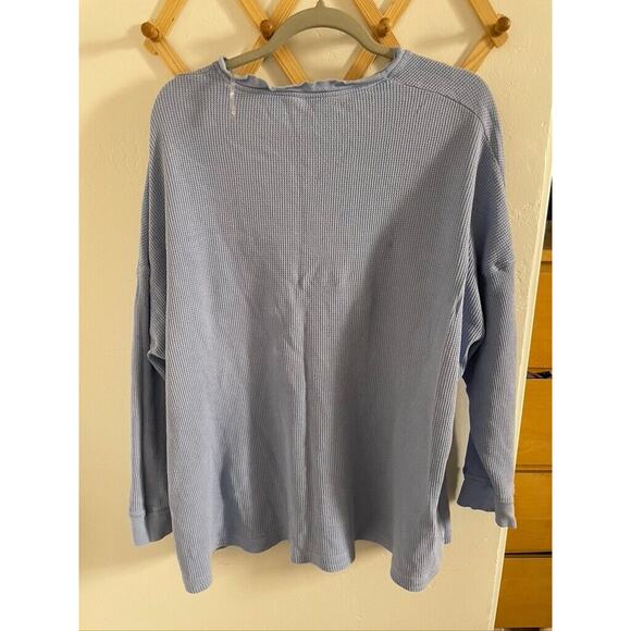 Free People Top Women's Small Oversized Early Night Thermal Blue Long Sleeve - Picture 6 of 6
